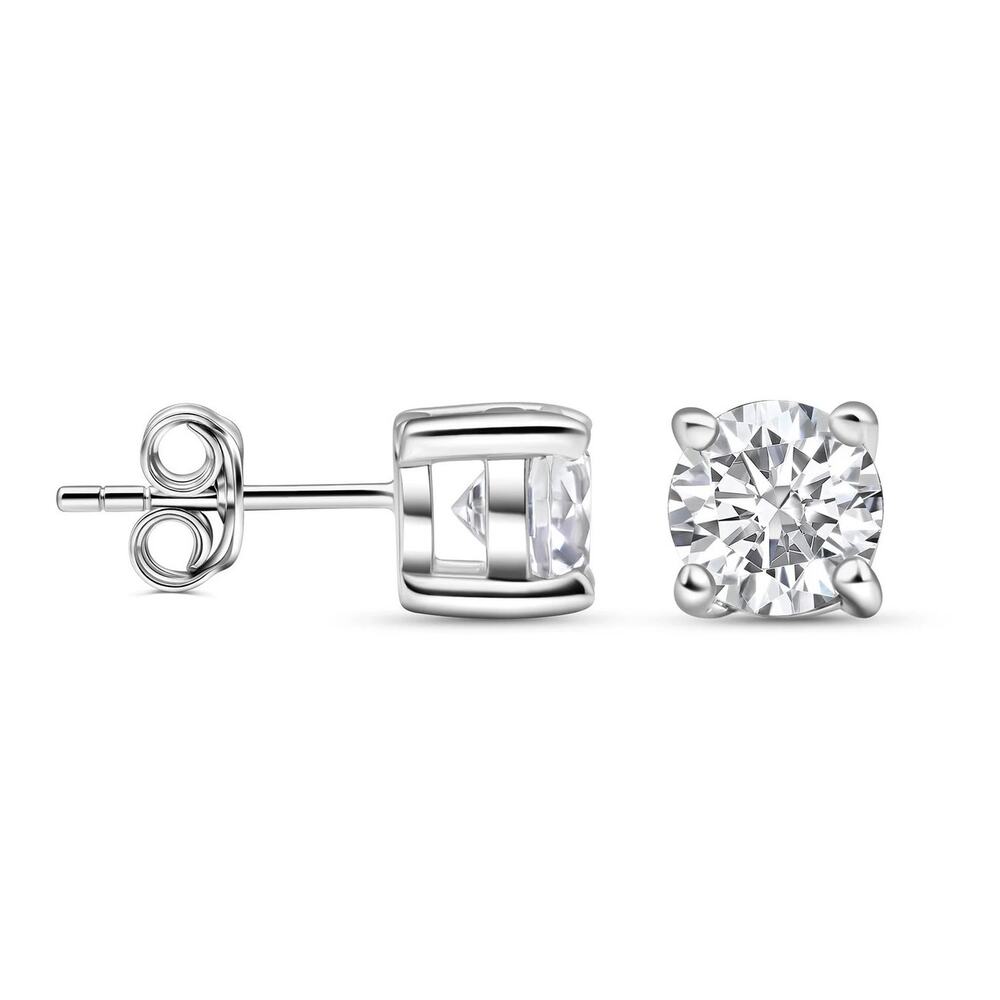 Modern Gents Radiant Diamond Mini Round Studs 925 Sterling Silver Rhodium Plated
